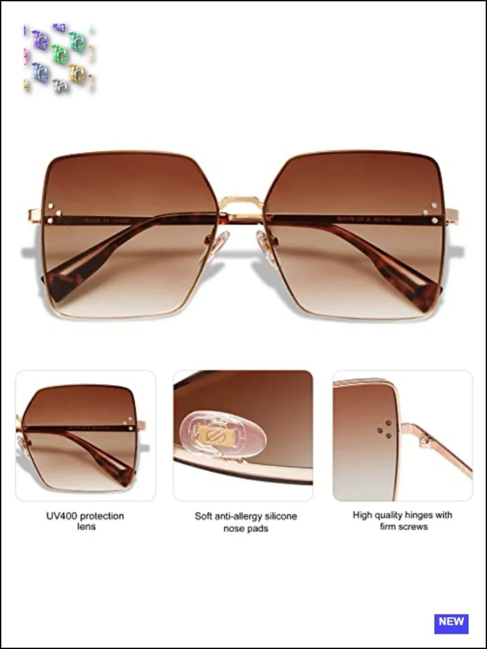 Square Sunglasses Women UV Protection Metal Frame Designer Style Shades
